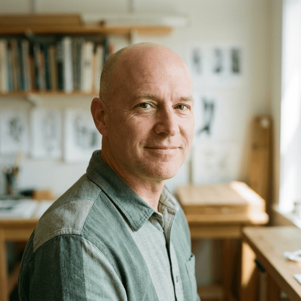 Mark De Paola standing among tomato plants in the greenhouse
